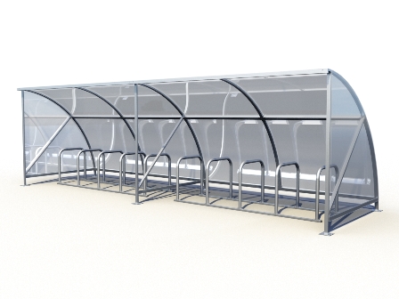 20 bike shelter extended as a continuous row