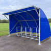 Cycle shelter with coloured Skybond ACM panels and front canopy