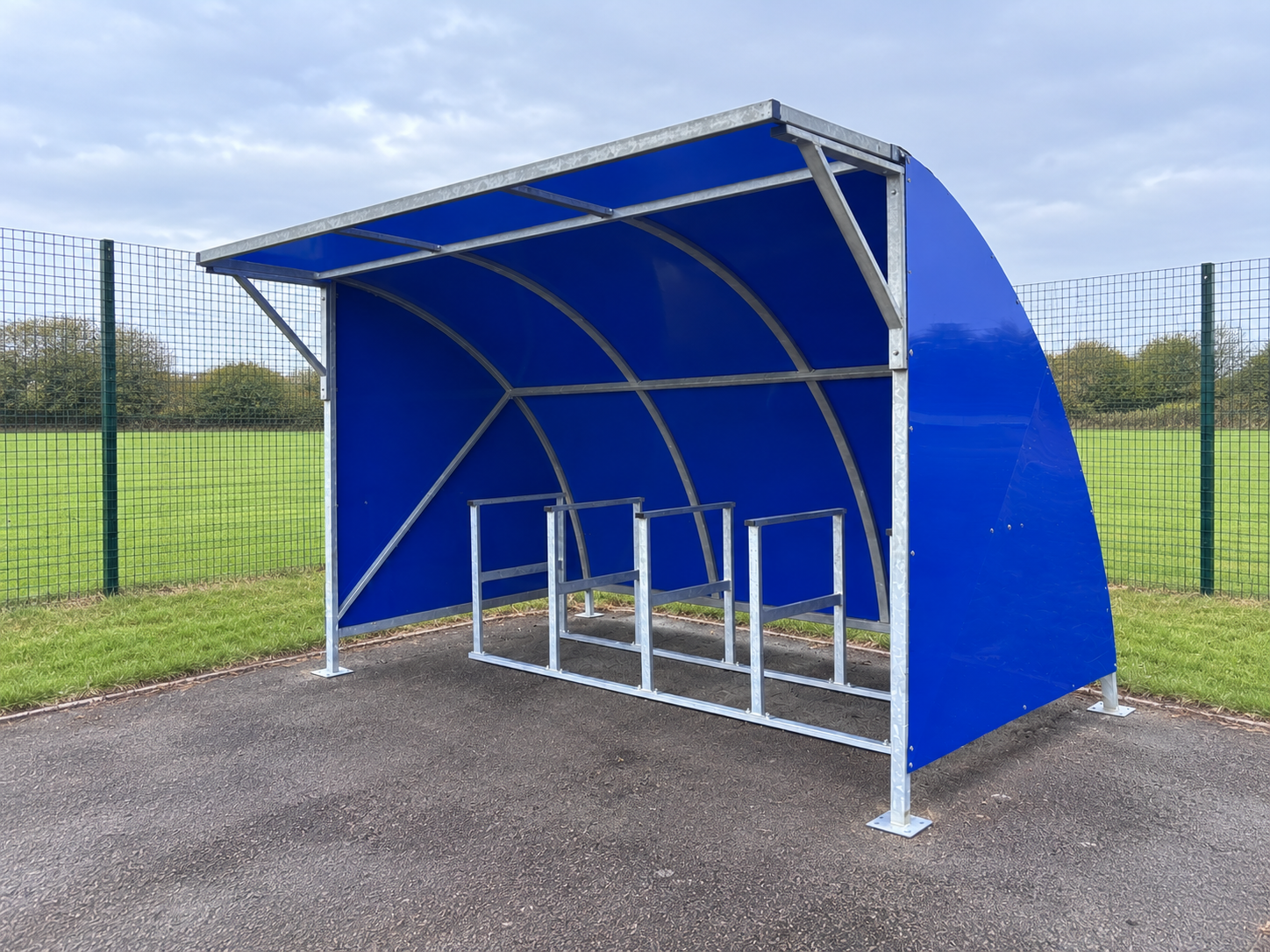 Cycle shelter with coloured Skybond ACM panels and front canopy