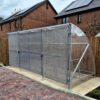 12 bike gated cycle shelter hot dip galvanised side view