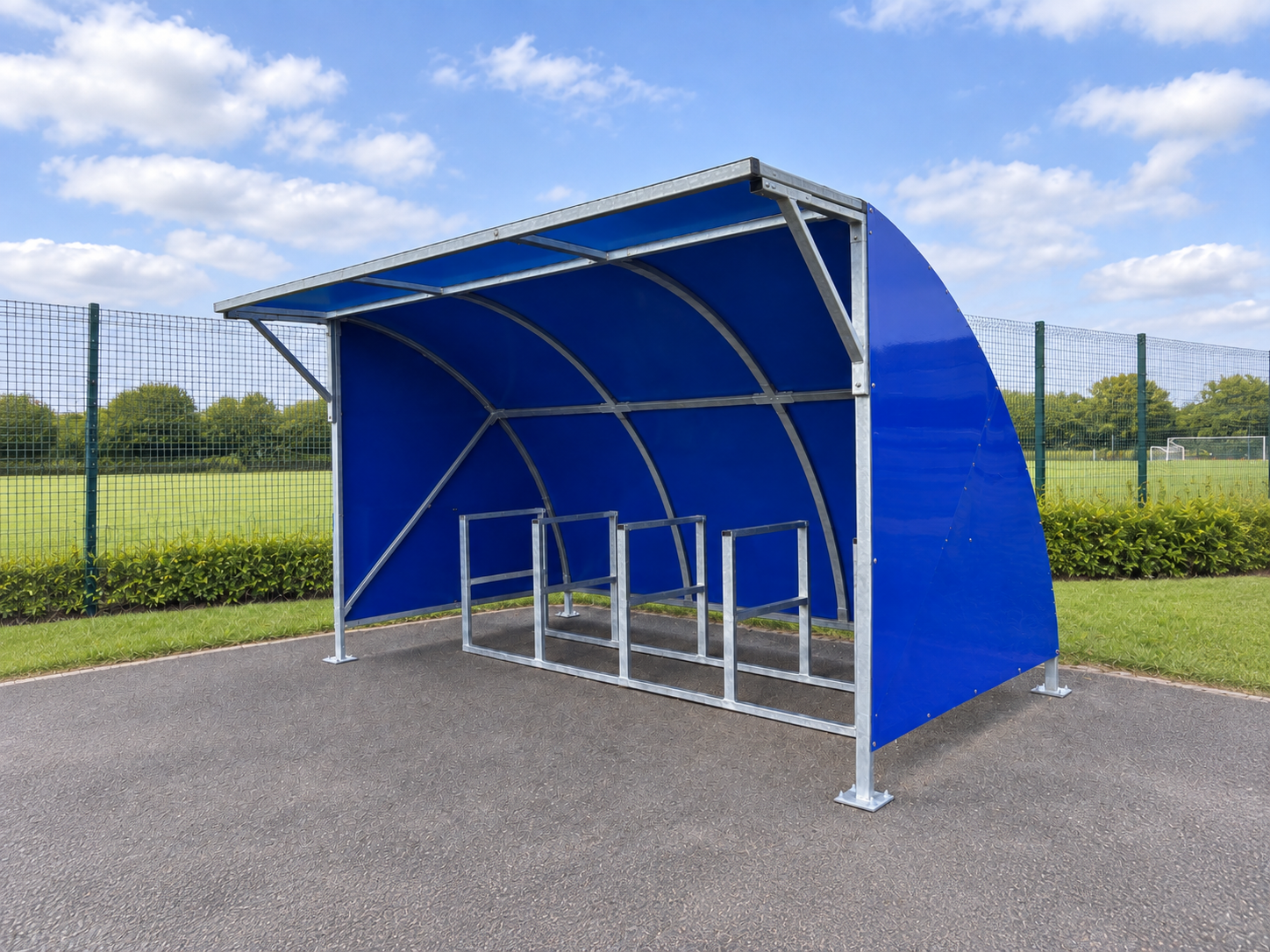 side view of 10 bike cycle shelter