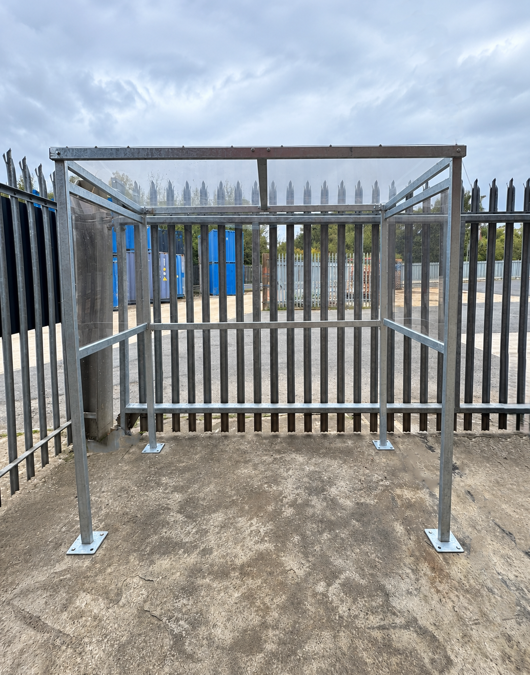 Lancaster slimline smoking shelter front profile.