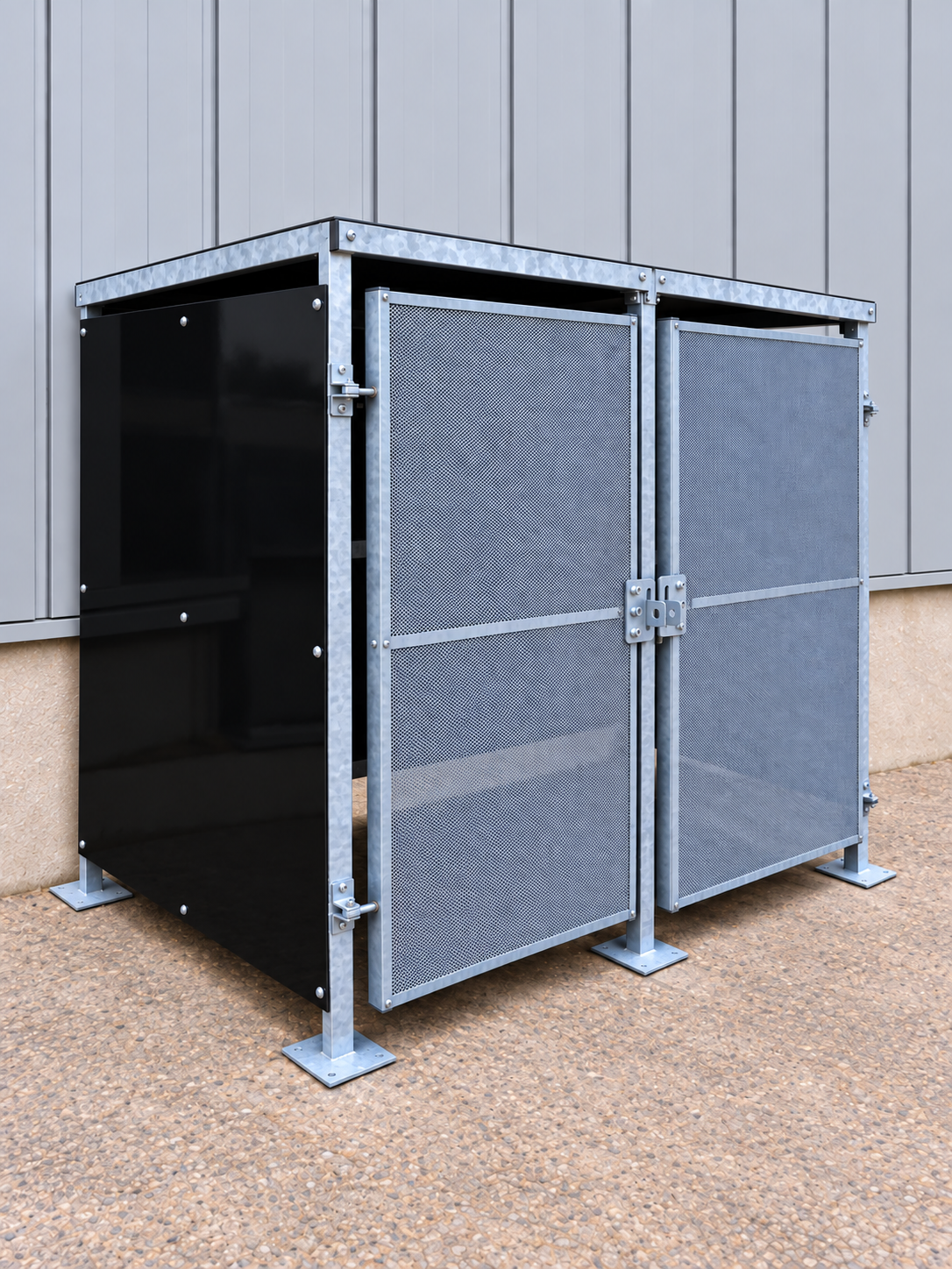 Pent bin store wheelie bin storage galvanised
