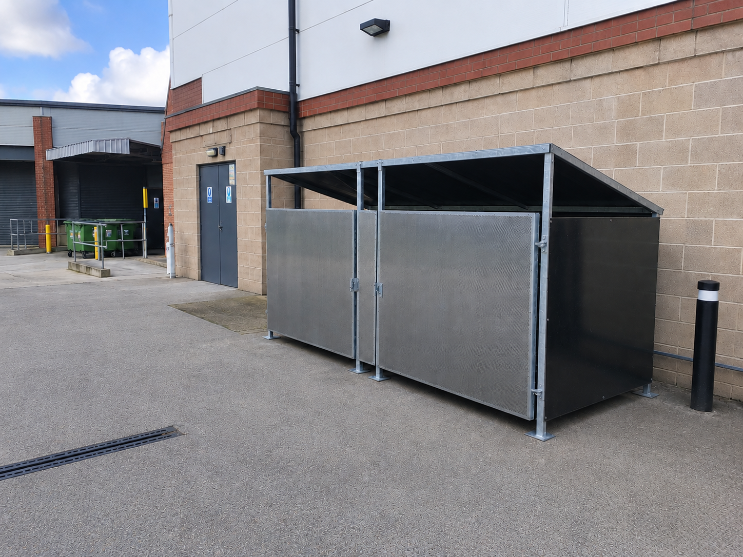 pent 3500 hot dip galvanised aluminium commercial bin store