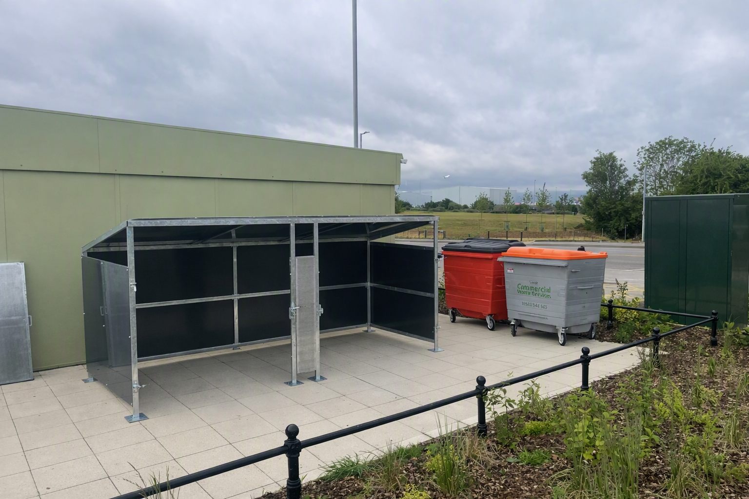 Pent bin store galvanised no roof easily accessible free delivery