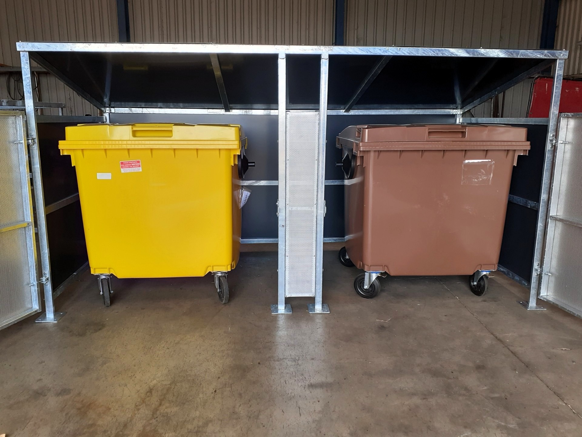 pent bin store galvanised corrosion resistance commercial waste